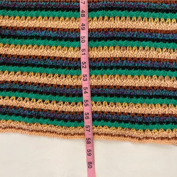 Zara || Striped Crochet Knit V-Neck Bloggers Favorite Dress Cotton Large - Picture 9 of 10